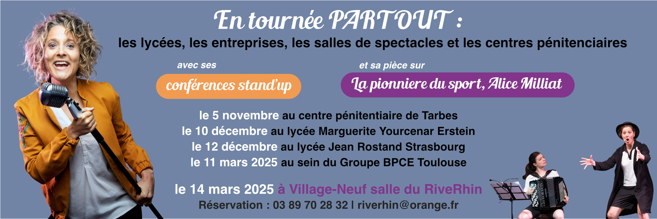 En tournée en France, avec ses conférences stand'up et la pièce sur Alice Milliat jusqu'en 2025 !